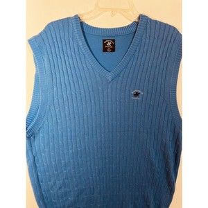 Beverly Hills Polo Club Mens Sweater Vest XXL Cable Knit V-Neck Logo Pullover
